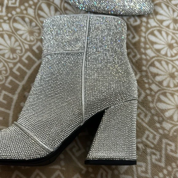 A New Day Silver Heeled Boots with Shimmering Rhinestones - Picture 11 of 16